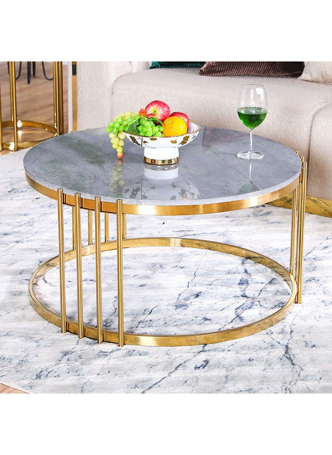 DANUBE HOME Armadillo Coffee Table Multifunctional Living Room Table Space Saving Center Table Modern Design Furniture For Home 85x85x46 cm Grey/Gold  - Image 1