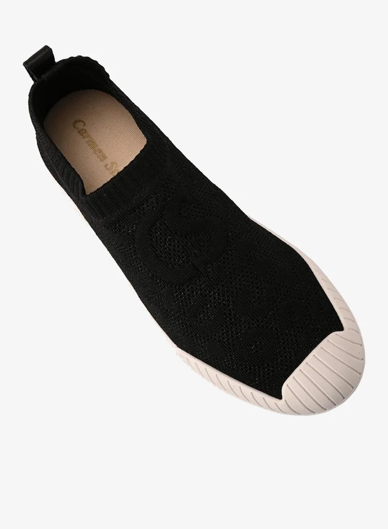Carmen Steffens  Black Textured Knitted Sneakers for Women | Best Price UAE