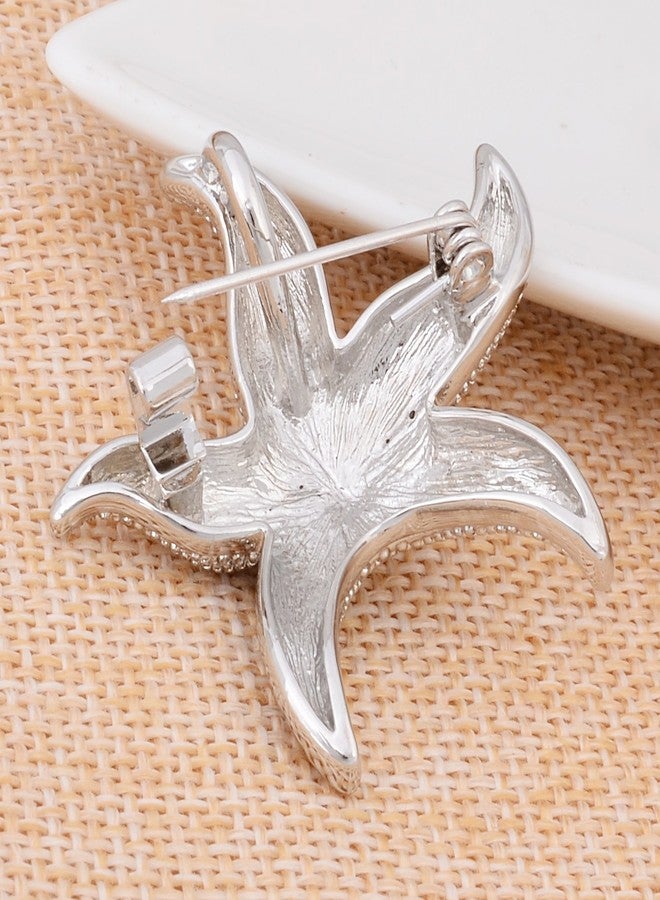Fenni Crystal Starfish Conch Shell Crab Fish Marine Organism Sea Ocean Life Creatures Star Brooch Pin (Purple Starfish) - Image 5