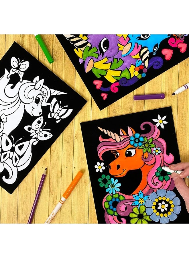 Stuff2Color Unicorn Love - 6 Pack of Fuzzy Velvet Coloring Posters for Kids, Toddlers, Girls, and Boys (All Ages Coloring Activity) - Best Arts and Crafts Project for Sleepovers, Room Decor, Sharing and More - Image 2