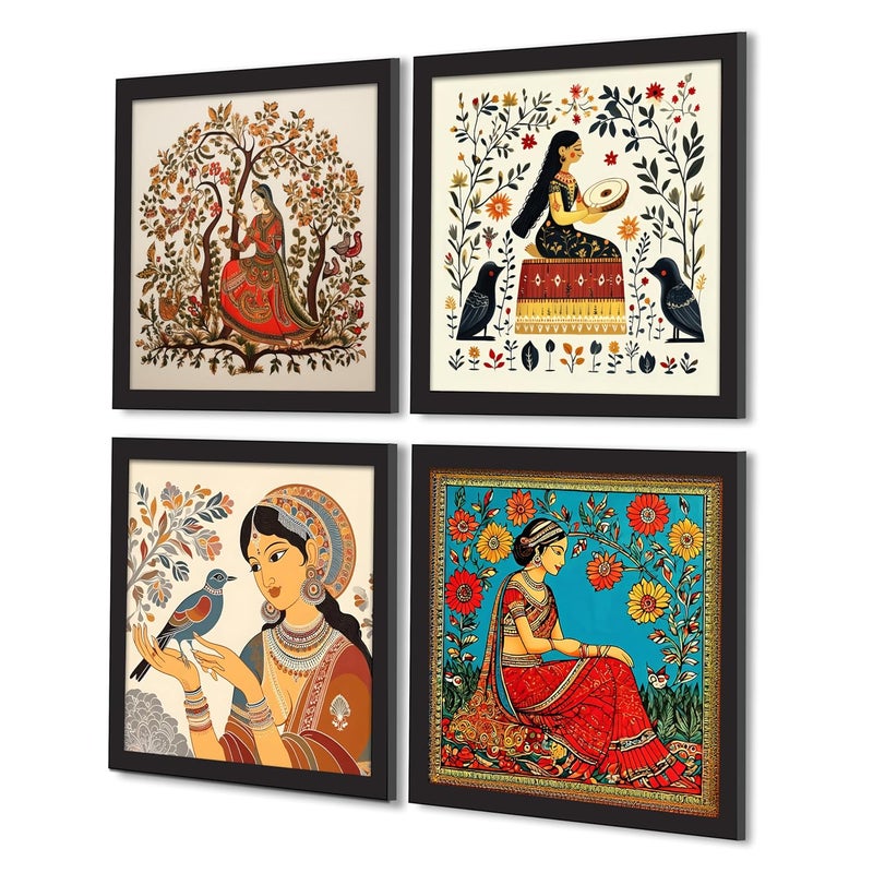 Rousrie Framed Art Painting For Home, Living Room, Hall | Traditional Paintings With Frame For Home Decor (Rajasthani D2) - Image 3