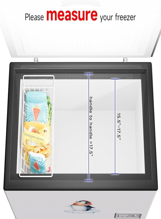 Slideep 17.5" Large Hanging Baskets Freezer Organizer Bin Sturdy Metal Wire Storage Baskets Organization for Pantry, Kitchen, White, Set of 2 - Image 3
