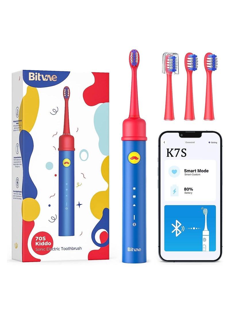 Bitvae K7S Kids Electric Toothbrush for Age 4+, Rechargeable Power Toothbrush with Pressure Sensor, Bluetooth Kids Toothbrush Boys and Girls, 3 Modes, 2Mins Smartimer - Image 1