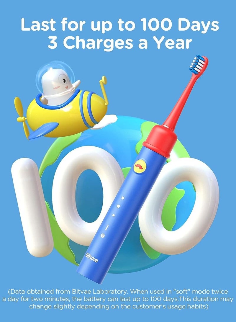 Bitvae K7S Kids Electric Toothbrush for Age 4+, Rechargeable Power Toothbrush with Pressure Sensor, Bluetooth Kids Toothbrush Boys and Girls, 3 Modes, 2Mins Smartimer - Image 4