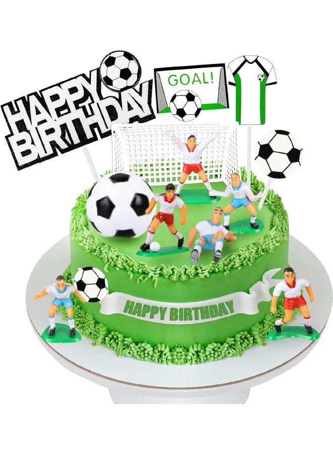 Football Theme Cake Topper Set, Football Players Cupcake Toppers, Happy Birthday Cake Picks Football Theme Party Cake Decorations, Soccer Party Theme Decorations for Baby Shower Party Favors Game Day Party Supplies (14 Pcs)  - Image 1