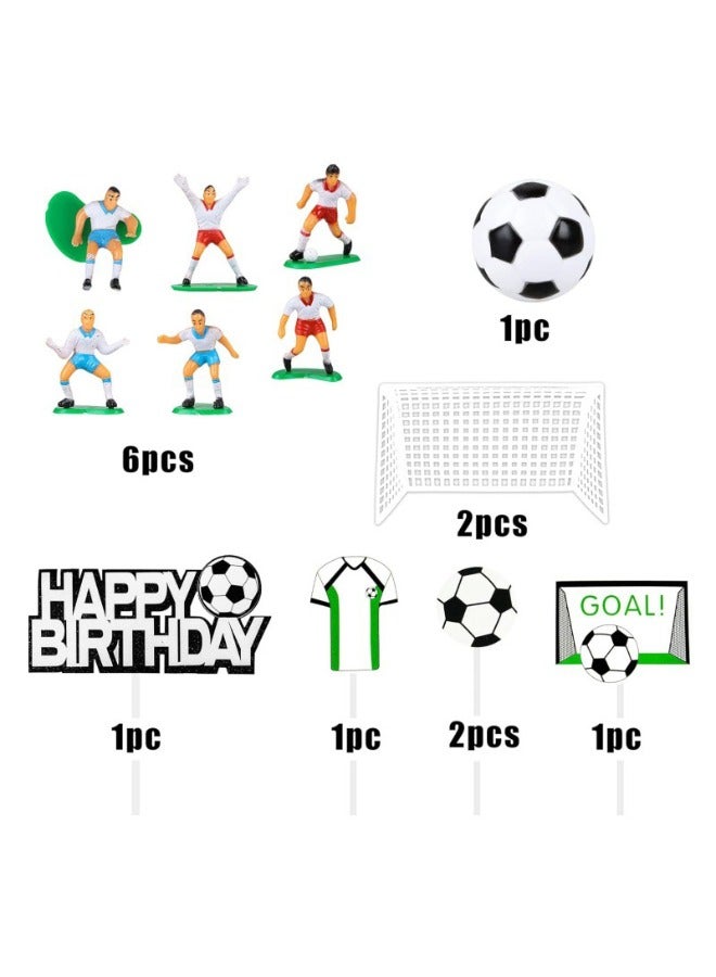 Football Theme Cake Topper Set, Football Players Cupcake Toppers, Happy Birthday Cake Picks Football Theme Party Cake Decorations, Soccer Party Theme Decorations for Baby Shower Party Favors Game Day Party Supplies (14 Pcs)  - Image 2