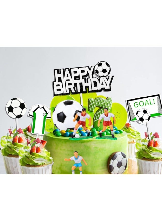 Football Theme Cake Topper Set, Football Players Cupcake Toppers, Happy Birthday Cake Picks Football Theme Party Cake Decorations, Soccer Party Theme Decorations for Baby Shower Party Favors Game Day Party Supplies (14 Pcs)  - Image 5