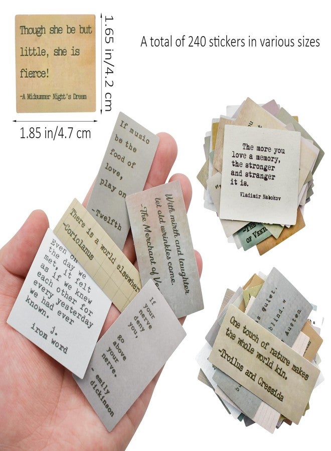 VANRA 240 Pcs Vintage Quote Stickers Inspirational Motivational Scrapbook Sticker for Journaling Planner Water Bottles, Waterproof Vinyl Retro Stickers for Scrapbooking Pages - Image 3
