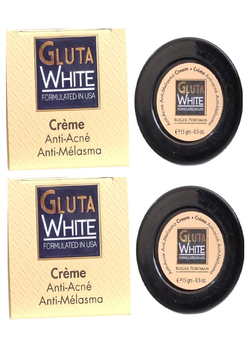 Gluta White 2 pieces Anti- Acne and Anti-Melasma Cream 2X 15gm - Image 1