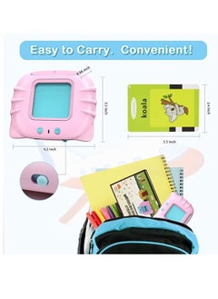 Happy Worlds Educational Toy For Kids Listen and Learn Literacy Audible Flash Cards For Toddlers 1 2 3 4 5 6 Years Old Boys Girls Flashcards Device With 112 pcs Double Sided Cards 224 Words Reader Pink  - Image 3