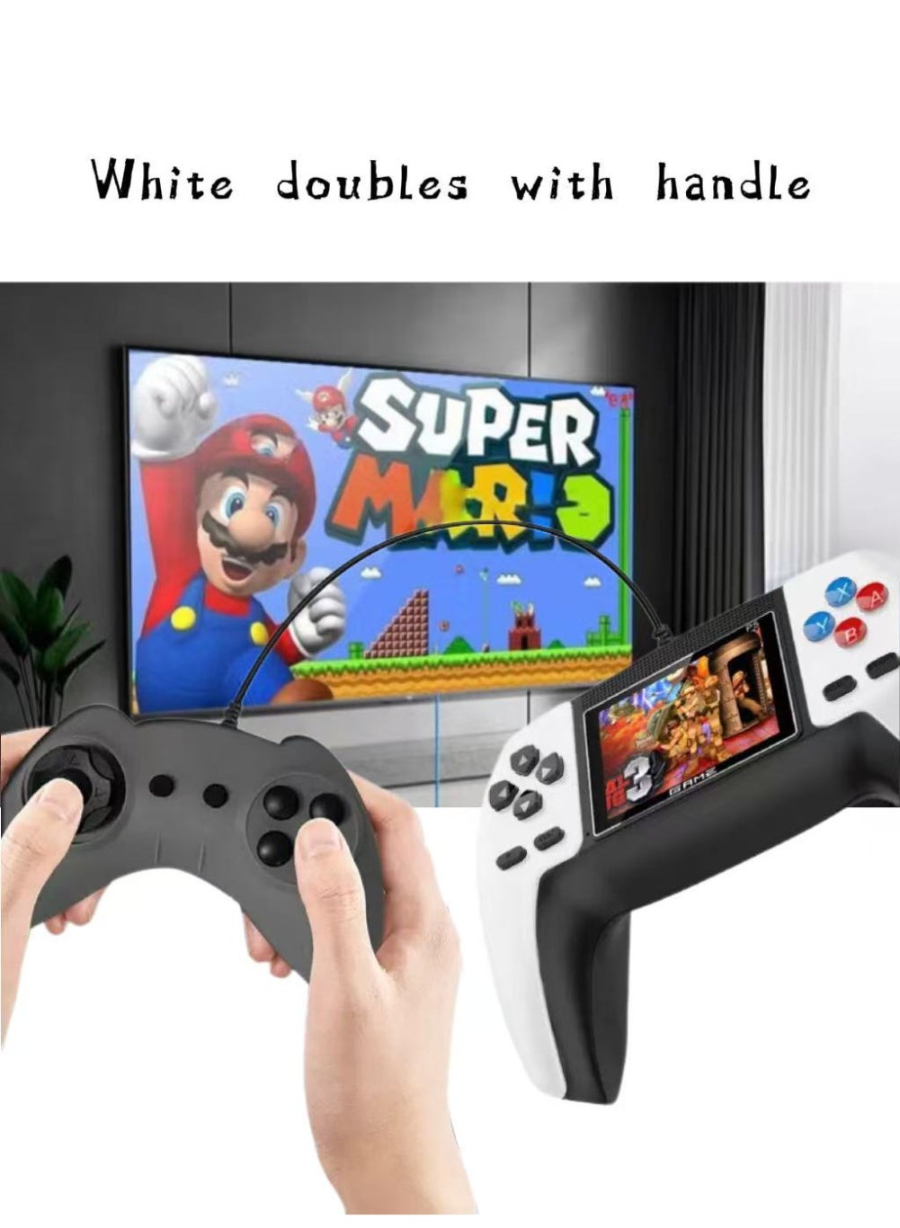 P5 Retro Mini Handheld Game Console, White 500-in-1 2-player Battle Nostalgic FC Game Device, Bonus Extra Wired Controller Portable Retro Gaming Handheld for Gifting