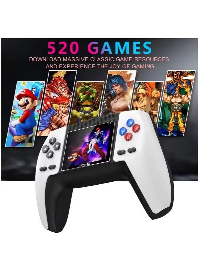 TNGames P5 Retro Mini Handheld Game Console, White 500-in-1 2-player Battle Nostalgic FC Game Device, Bonus Extra Wired Controller Portable Retro Gaming Handheld for Gifting - Image 2