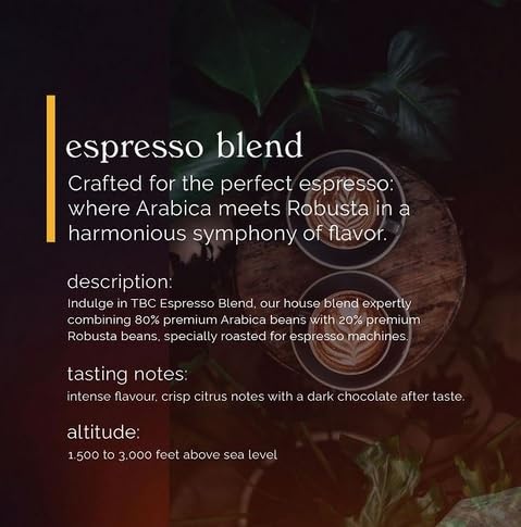 THE BEAN CO خليط إسبريسو من ذا بين كو | تحميص متوسط إلى داكن | 80% أرابيكا و 20% روبوستا | قهوة مطحونة محمصة (إسبريسو، 1 كجم) - Image 3