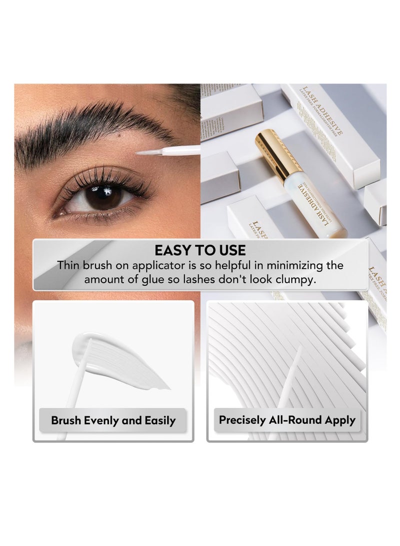 SYOSI Lash Glue, Cluster False Eyelashes Gule Strip Lash Glue for DIY Lash Extensions Super Strong Hold Eyelash Adhesive Waterproof Long Lasting for Lash Cluster Fast Drying Clear Eye Lash Glue - Image 5