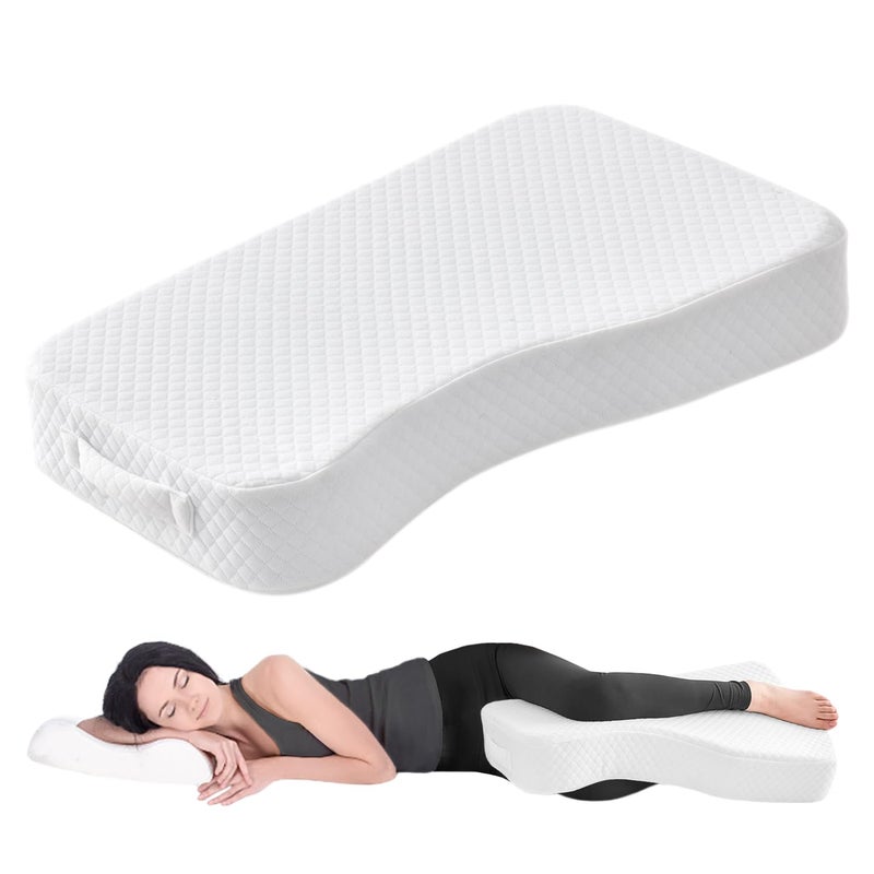 Livemy Leg Pillow for Side Sleepers, Memory Foam Knee Pillow for Side Sleeping, Leg Elevation Pillow for Hip/Back/Sciatica Pain Relief Helps Spine Alignment -13"x19" (White, S) - Image 1