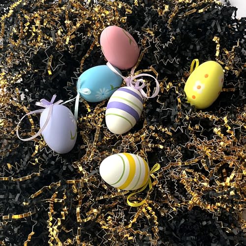 JINZOFLY Crinkle Cut Paper Shred Filler for Gift Wrapping, Shredded Paper for Basket Filling,Mixed Colors Gift Box Filler for Easter, Birthday, Christmas, Thanksgiving, Wedding, Mother's Day( Black&Gold) - Image 2