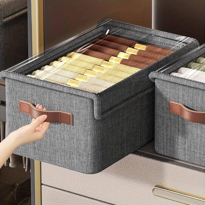 THINGS OF WORLD THINGS OF WORLD 1 Pcs Wardrobe Clothes Organizer with Thickened Base Plate Steel Frame Drawer Organizer Clothes with Handles Folable Clothes Storage Box for Jeans Sweater Blanket Toys - Image 1