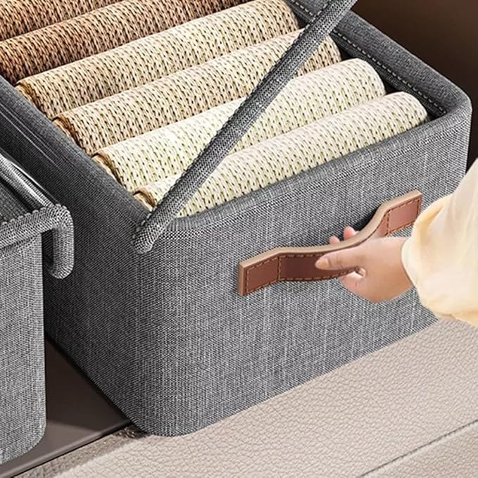 THINGS OF WORLD THINGS OF WORLD 1 Pcs Wardrobe Clothes Organizer with Thickened Base Plate Steel Frame Drawer Organizer Clothes with Handles Folable Clothes Storage Box for Jeans Sweater Blanket Toys - Image 5