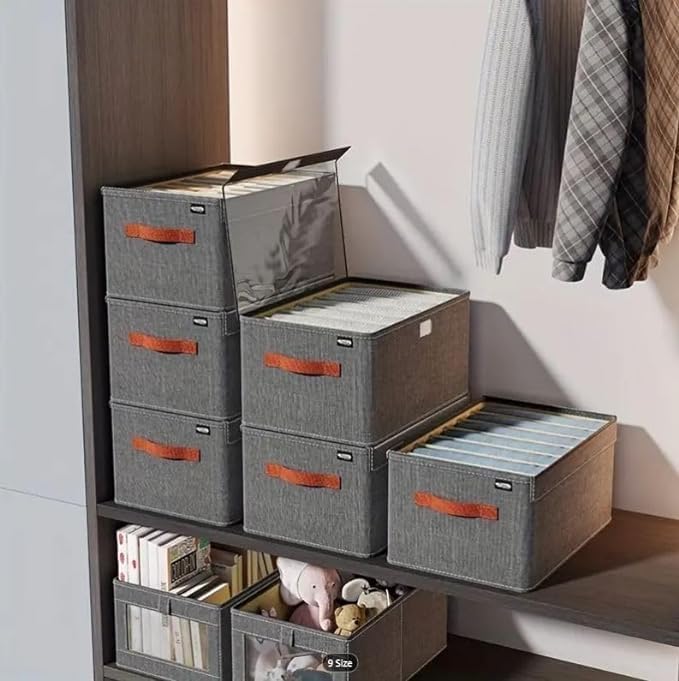 THINGS OF WORLD THINGS OF WORLD 1 Pcs Wardrobe Clothes Organizer with Thickened Base Plate Steel Frame Drawer Organizer Clothes with Handles Folable Clothes Storage Box for Jeans Sweater Blanket Toys - Image 2
