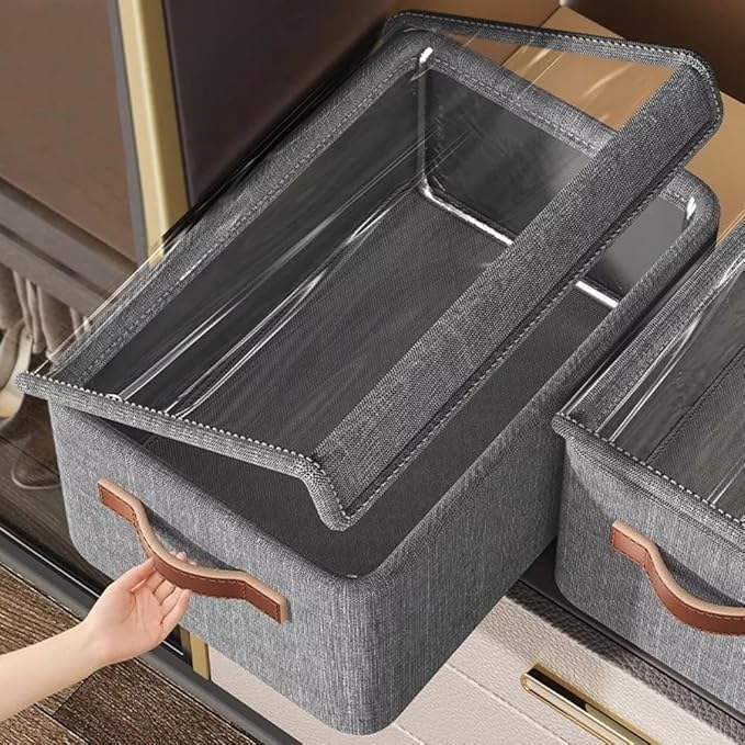 THINGS OF WORLD THINGS OF WORLD 1 Pcs Wardrobe Clothes Organizer with Thickened Base Plate Steel Frame Drawer Organizer Clothes with Handles Folable Clothes Storage Box for Jeans Sweater Blanket Toys - Image 4