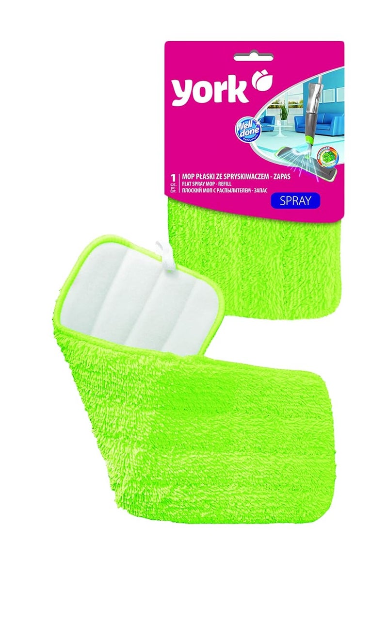 YORK Pack of 5 Flat Spray Mop Reusable Microfiber Drying & Down Washing Function Pad Refill for Dry or Wet Easy-to-Attach, Machine Washable Floor Cleaning in Green Color (Size 42.5 * 14.5 CM) - Image 1
