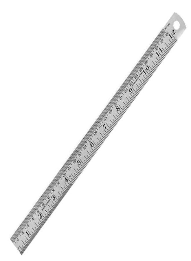 SVDK 30cm Stainless Steel Ruler | Durable Metal Scales with Permanently Etched Markings | Precision Measuring Tool for Students, Engineers, Architects, and Artists (Pack of 1) - Image 2