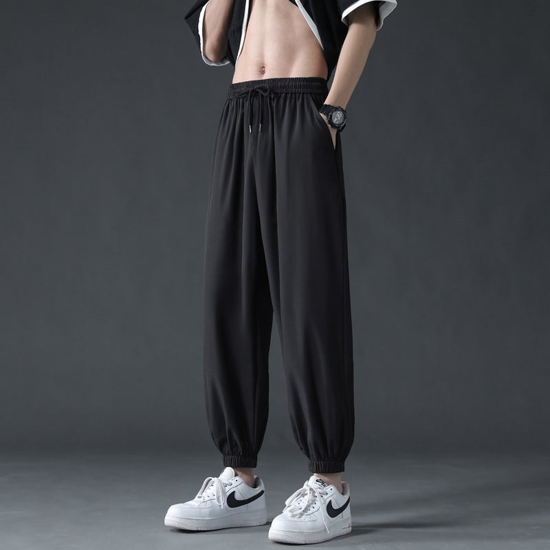 Summer Thin Ice Silk Mens Casual Pants 940 black - Image 1