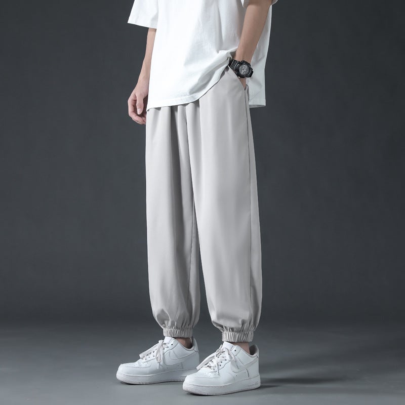 Summer Thin Ice Silk Mens Casual Pants 940 black - Image 4
