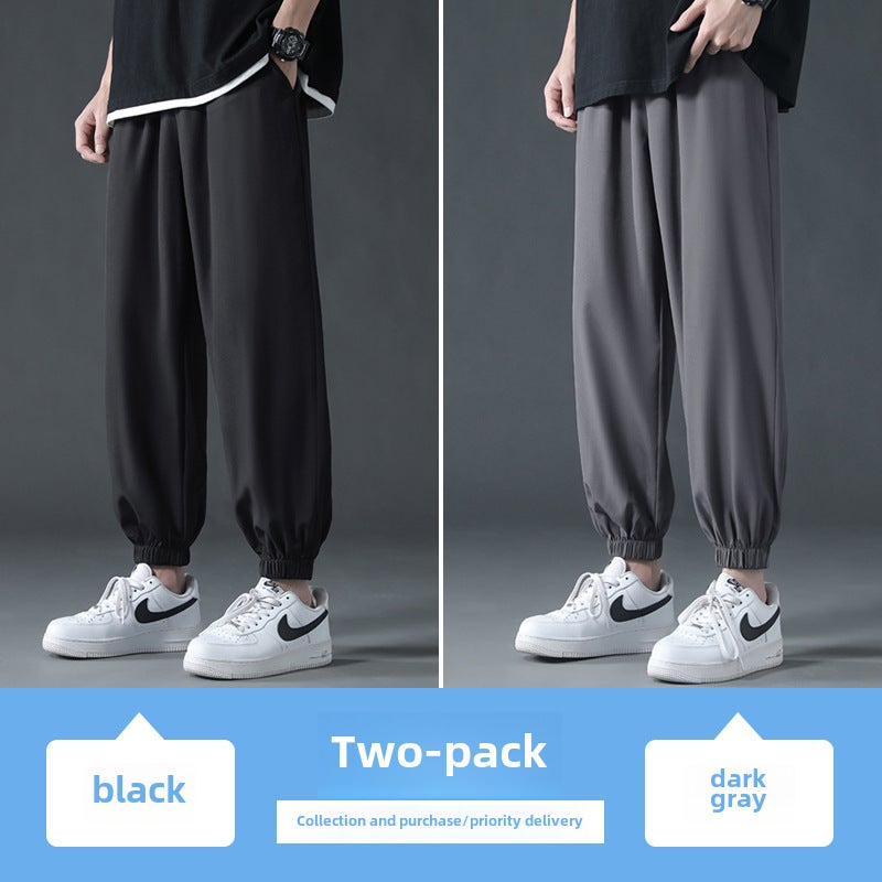 Summer Thin Ice Silk Mens Casual Pants 940 black - Image 5