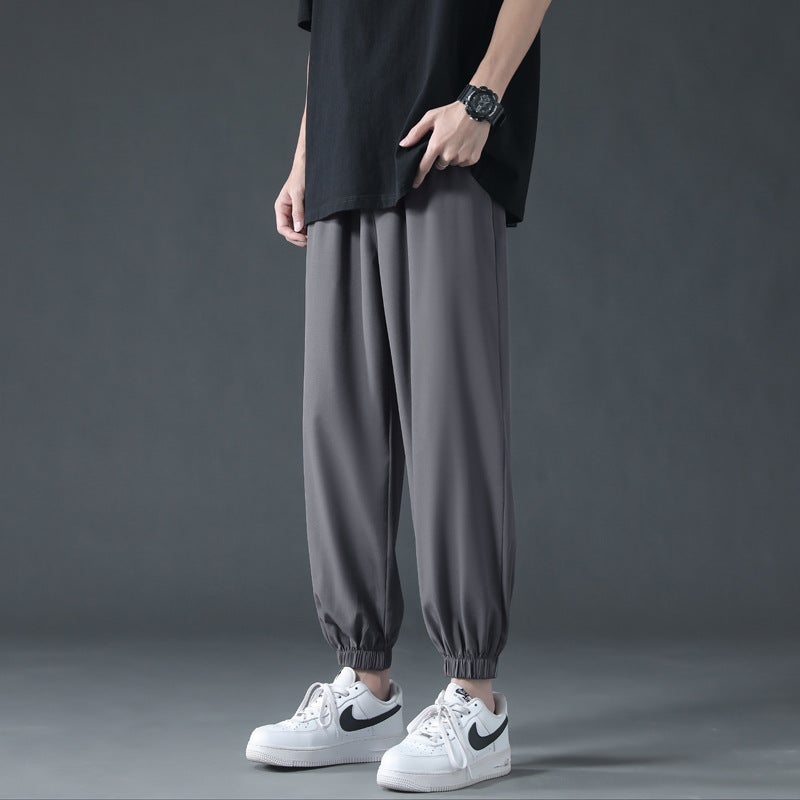 Summer Thin Ice Silk Mens Casual Pants 940 black - Image 3