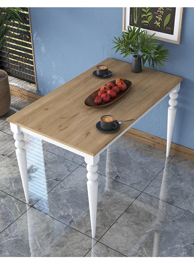 Home Canvas Home Canvas JA104 Kitchen Table Dining Table Basket Walnut - White  - Image 1