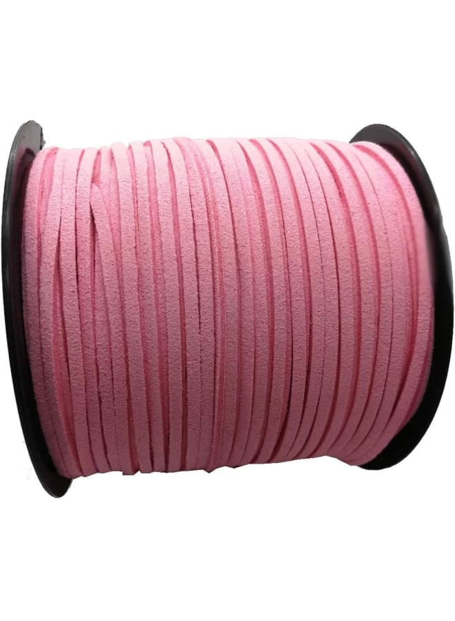 Pamir Tong 100 Yards 2.6mm Suede Leather Cords Leather Lace Flat Faux Suede Cord String Thread Velvet Cord for Necklace, Bracelet, Beading and DIY Crafts (Pink) - Image 1