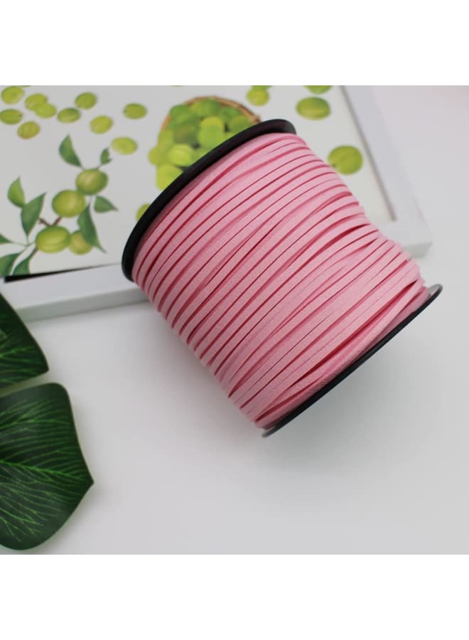 Pamir Tong 100 Yards 2.6mm Suede Leather Cords Leather Lace Flat Faux Suede Cord String Thread Velvet Cord for Necklace, Bracelet, Beading and DIY Crafts (Pink) - Image 4