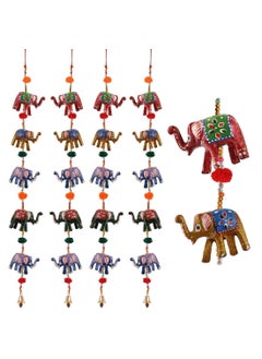Handicrafts Paradise Door Hanging Set of 4 Pc of 5 Paper Machie Elephants with Pumpum