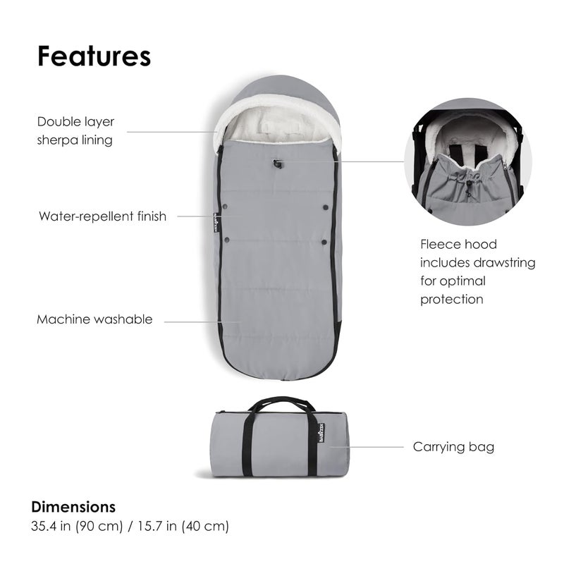 BABYZEN Stokke BABYZEN YOYO Footmuff Stone  Sherpa Lining  Fleece Hood with Drawstring to Keep Baby Warm  Includes Carrying Bag  Machine Washable - Image 5