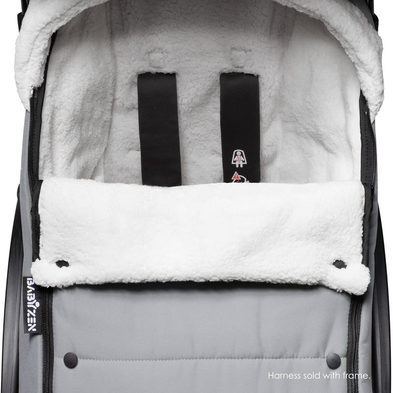 BABYZEN Stokke BABYZEN YOYO Footmuff Stone  Sherpa Lining  Fleece Hood with Drawstring to Keep Baby Warm  Includes Carrying Bag  Machine Washable - Image 4