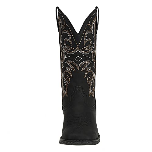 SheSole Women's Fashion Western Cowgirl Cowboy Boots Wide Square Toe Mid Calf Black US Size 8 - Image 2
