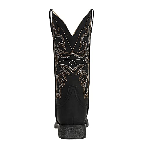 SheSole Women's Fashion Western Cowgirl Cowboy Boots Wide Square Toe Mid Calf Black US Size 8 - Image 3