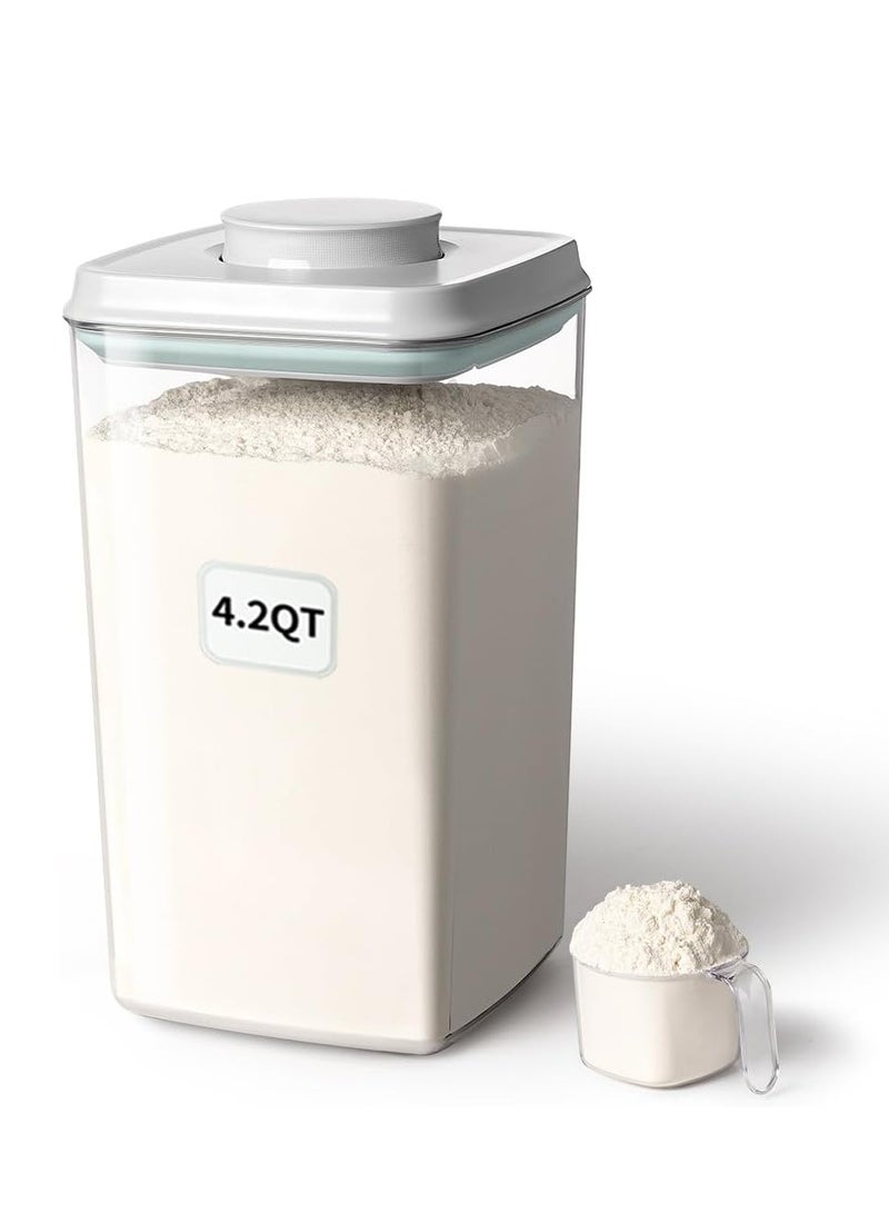 أنكو علبة تخزين طعام فاخرة محكمة الغلق من Ankou، قطعة واحدة، مع غطاء قابل للفتح، خالية من مادة BPA، لتخزين الحبوب والأرز والدقيق والمعكرونة والوجبات الخفيفة، قابلة للتكديس ومتينة، منظم مخزن المطبخ مع مغرفة - Image 1