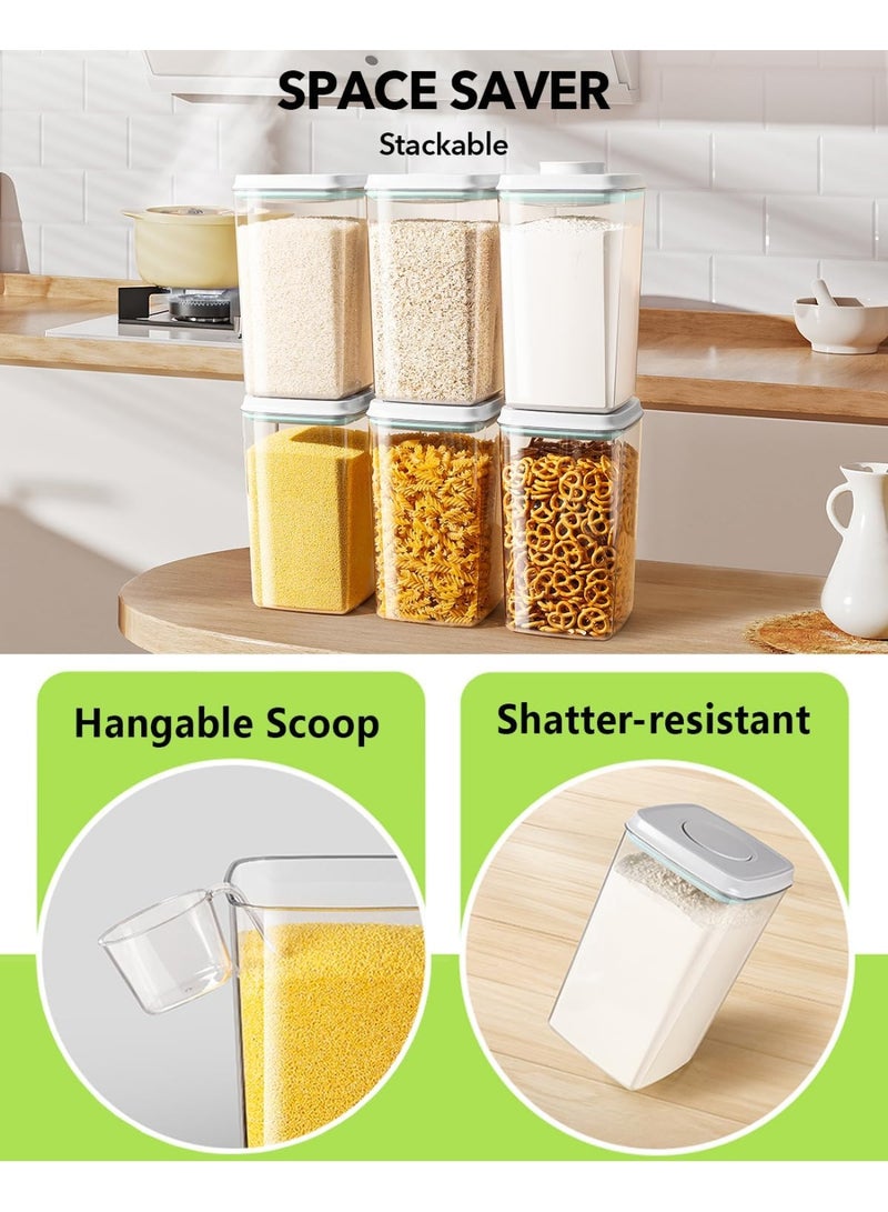 أنكو علبة تخزين طعام فاخرة محكمة الغلق من Ankou، قطعة واحدة، مع غطاء قابل للفتح، خالية من مادة BPA، لتخزين الحبوب والأرز والدقيق والمعكرونة والوجبات الخفيفة، قابلة للتكديس ومتينة، منظم مخزن المطبخ مع مغرفة - Image 5