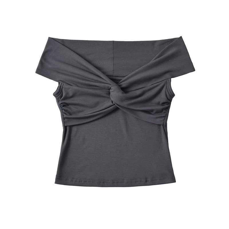 Sweet Girl'S Chest Wrapped Flower Short-Sleeved T-Shirt Stylish Age-Reducing Slim-Fit Inner Short Top - Image 1
