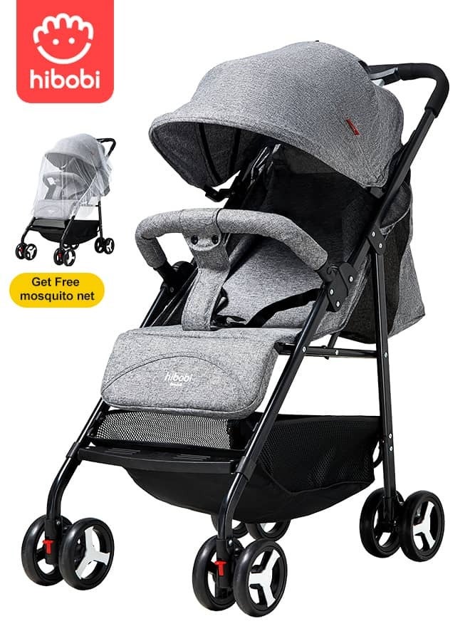 hibobi Baby Single Stroller Light Folding Sitting Reclining for Infant Little Girls Boys 3-36 Months - Image 1