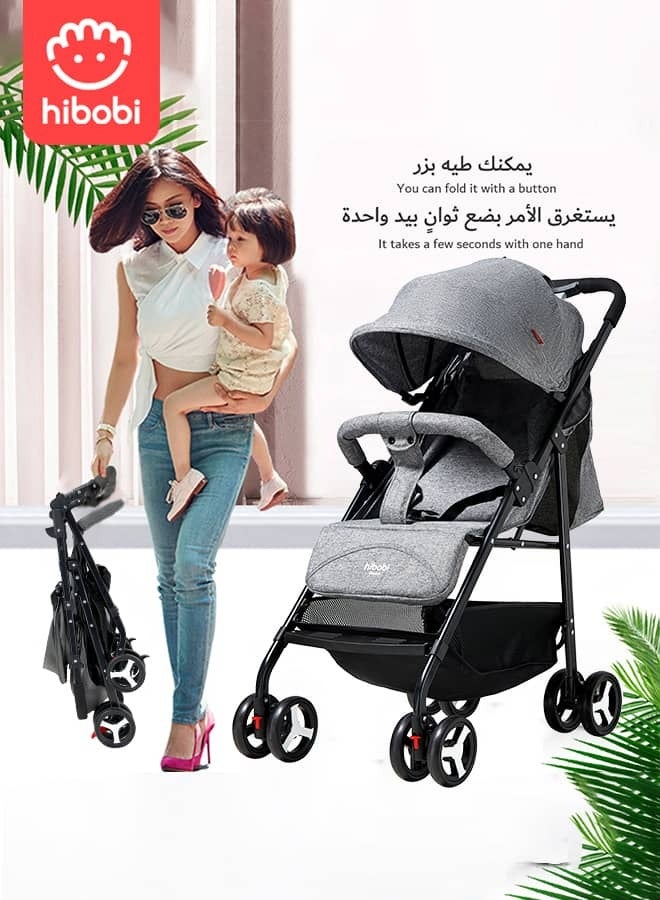 hibobi Baby Single Stroller Light Folding Sitting Reclining for Infant Little Girls Boys 3-36 Months - Image 2