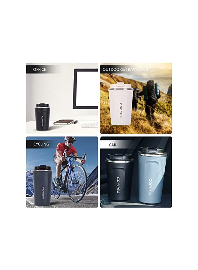 Zaboon Stainless Steel Coffee Cup Leakproof Insulated Thermal Cup Car Coffee Cup Stainless Steel Vacuum Insulated Coffee Mug For Hiking Camping & Traveling Black - Image 3