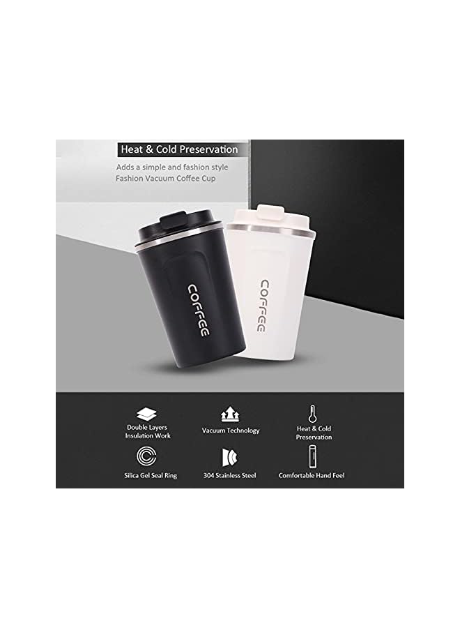 Zaboon Stainless Steel Coffee Cup Leakproof Insulated Thermal Cup Car Coffee Cup Stainless Steel Vacuum Insulated Coffee Mug For Hiking Camping & Traveling Black - Image 4