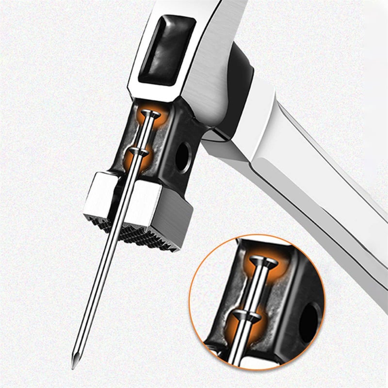Multifunctional claw hammer Fiber handle claw hammer/stainless steel handle claw hammer Hammer Knocking hammer Hammer Iron hammer【10oz Square Head】Stainless Steel Handle Claw Hammer - Image 2