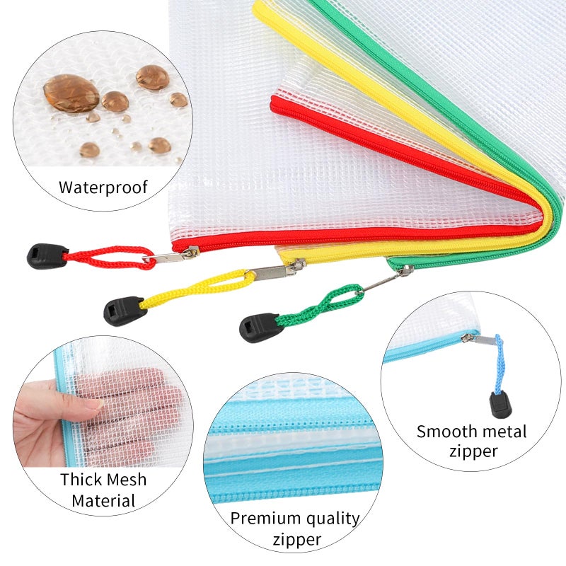 EOOUT 36pcs Mesh Zipper Pouch Bags A4 Size Board Game Storage Zipper Bags for Organizing, Plastic Zipper Pouch in 11 Colors Letter Size Puzzle Storage and Office Supplies - Image 3