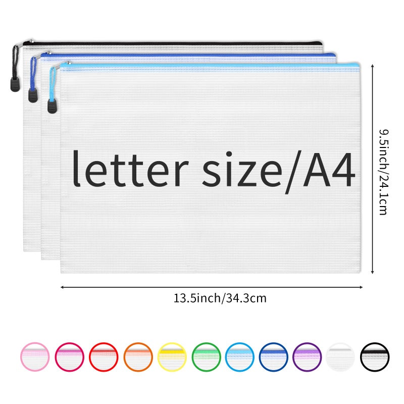 EOOUT 36pcs Mesh Zipper Pouch Bags A4 Size Board Game Storage Zipper Bags for Organizing, Plastic Zipper Pouch in 11 Colors Letter Size Puzzle Storage and Office Supplies - Image 2