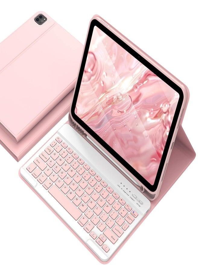 amzcase جراب aMZCaSE لجهاز iPad Air مقاس 11 بوصة مع لوحة مفاتيح (M3/M2، 2025/2024)، جراب لجهاز iPad Pro مقاس 11 بوصة من الجيل الخامس والرابع مع لوحة مفاتيح، غطاء قابل للفصل لجهاز iPad Pro مقاس 11 بوصة (الجيل الرابع/الثالث/الثاني/الأول)، وردي فاتح - Image 1