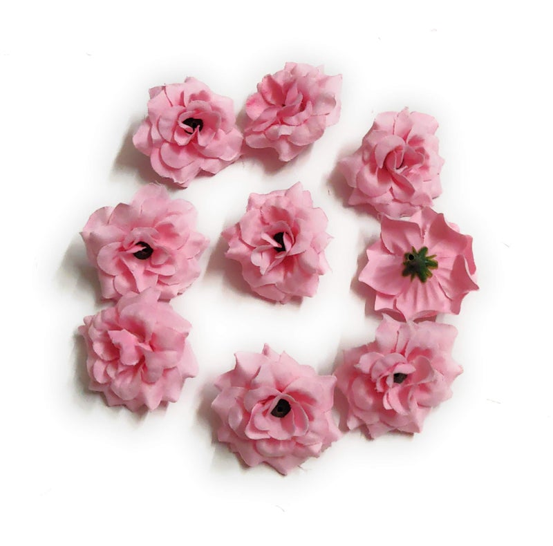 Excellentcrafts 4cm Fabric Rose Artificial Flowers for Home Decor/Flower Jewellery Making (Baby Pink) - Image 2